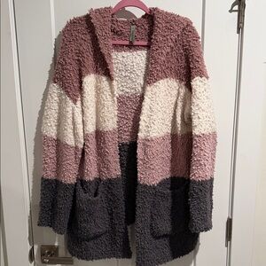 Honeyme Pink, Cream, and Gray Colorblock Cardigan